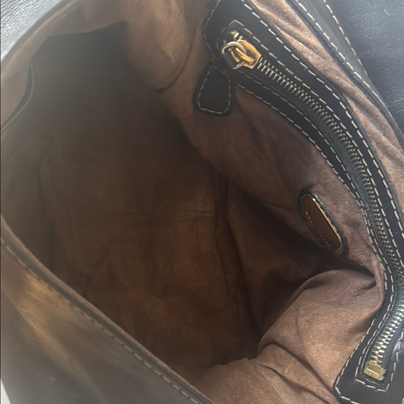 Black Shoulder Bag with Gold Accents and Adjustable Strap - Picture 5 of 8